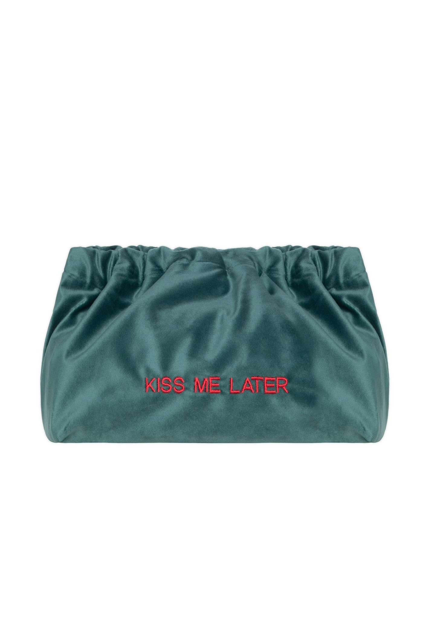 VELVET CLUTCH BAG KISS ME LATER