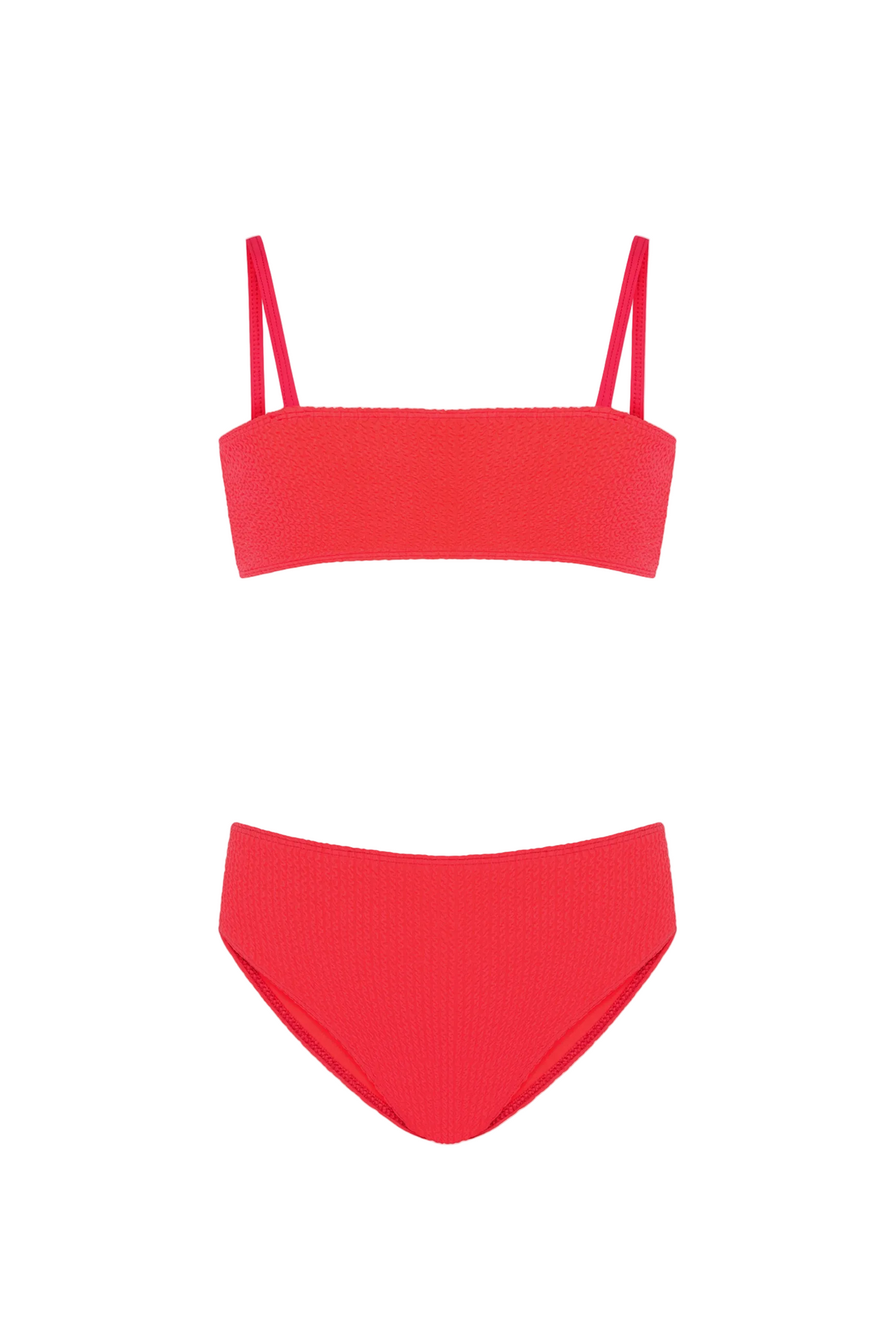 Red bikini set on a white background