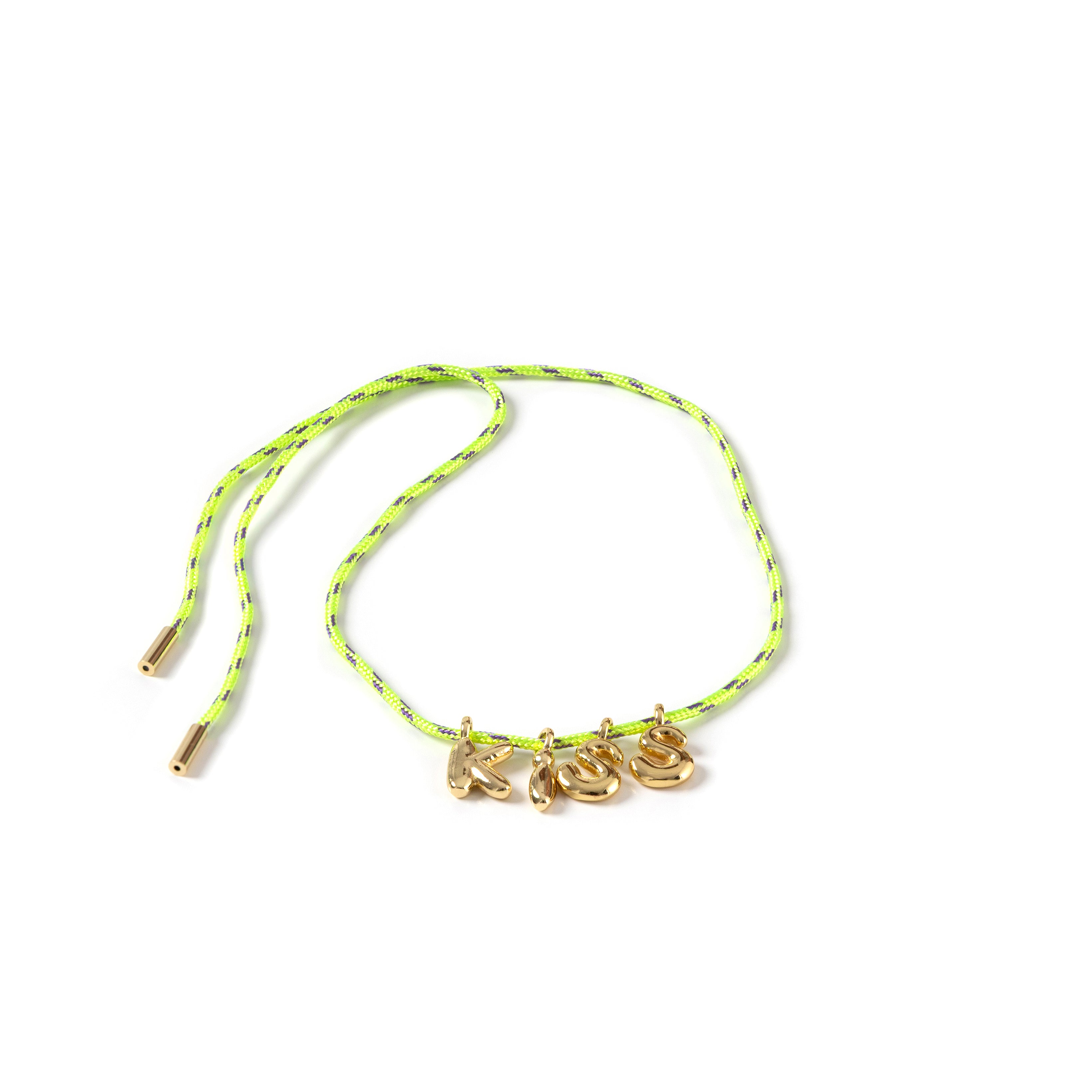 BBLN0007 bubble letters necklace lime