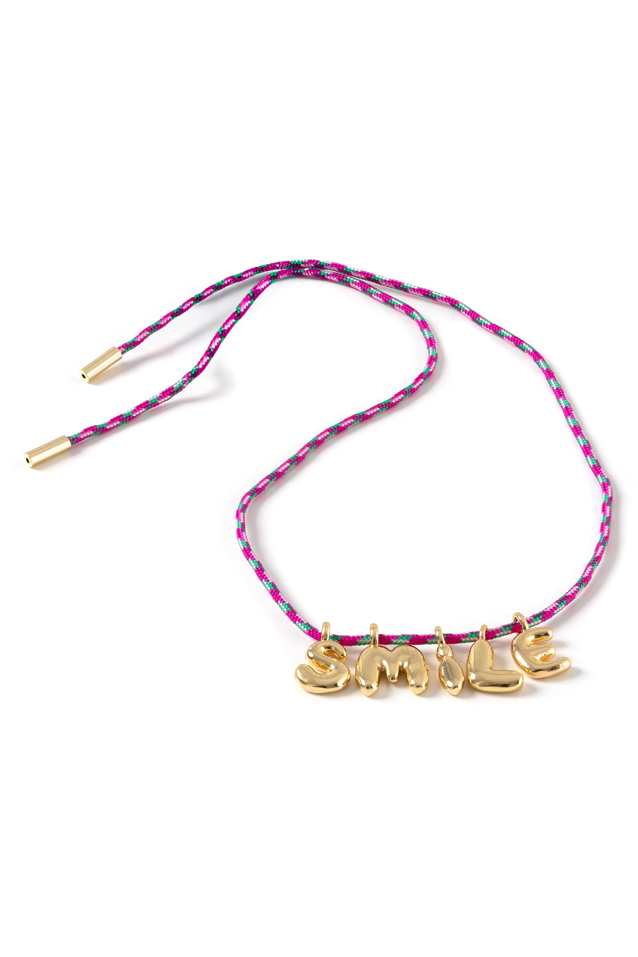 BBLN0008 bubble letters necklace fuchsia