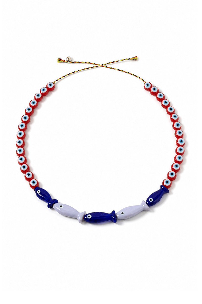FISH with EYE BEAD RED NECKLACE BAG CHARM