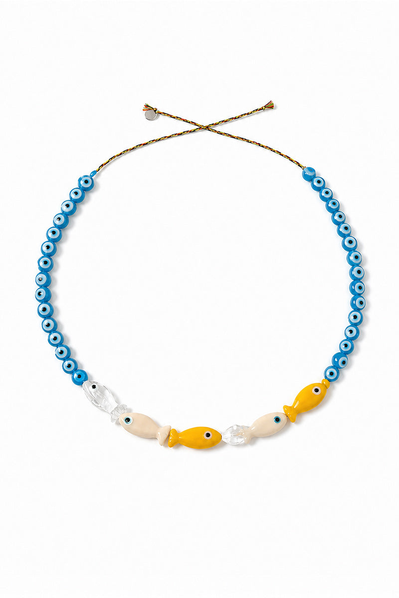 FISH with EYE BEAD BLUE NECKLACE BAG CHARM