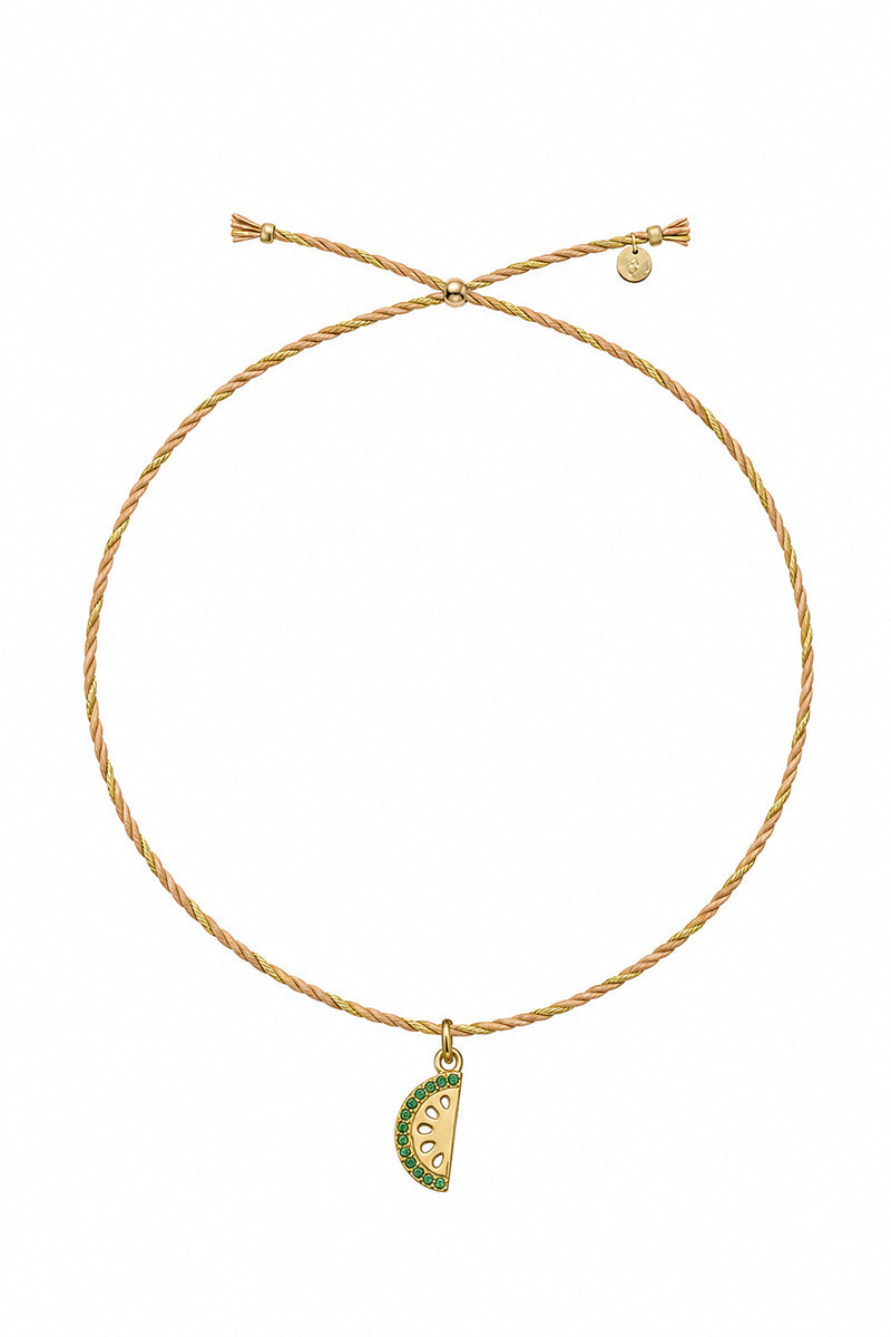 GOLD PLATED CHARM LIME NECKLACE