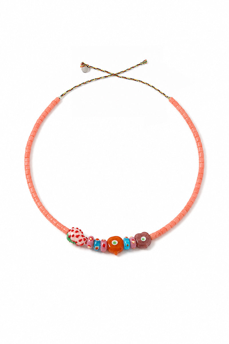 STRAWBERRY PINK TUBE NECKLACE BAG CHARM