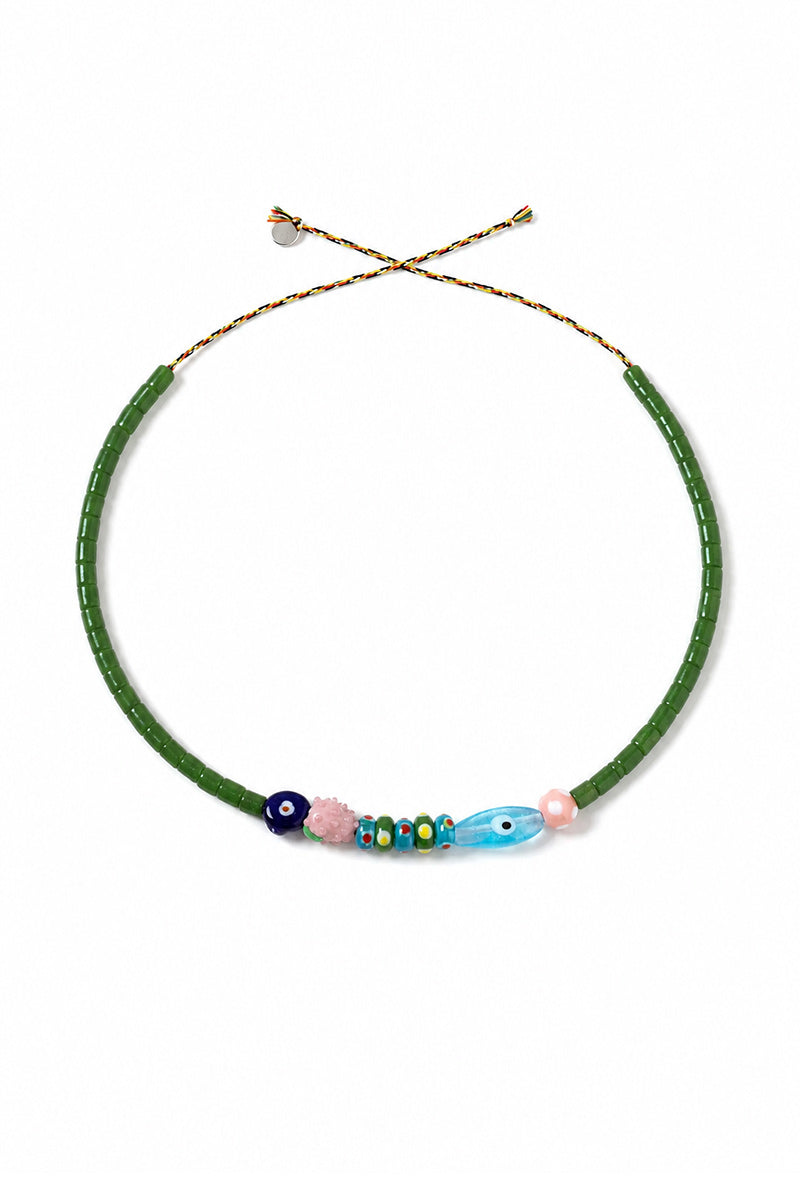 STRAWBERRY + EYE GREEN TUBE NECKLACE BAG CHARM