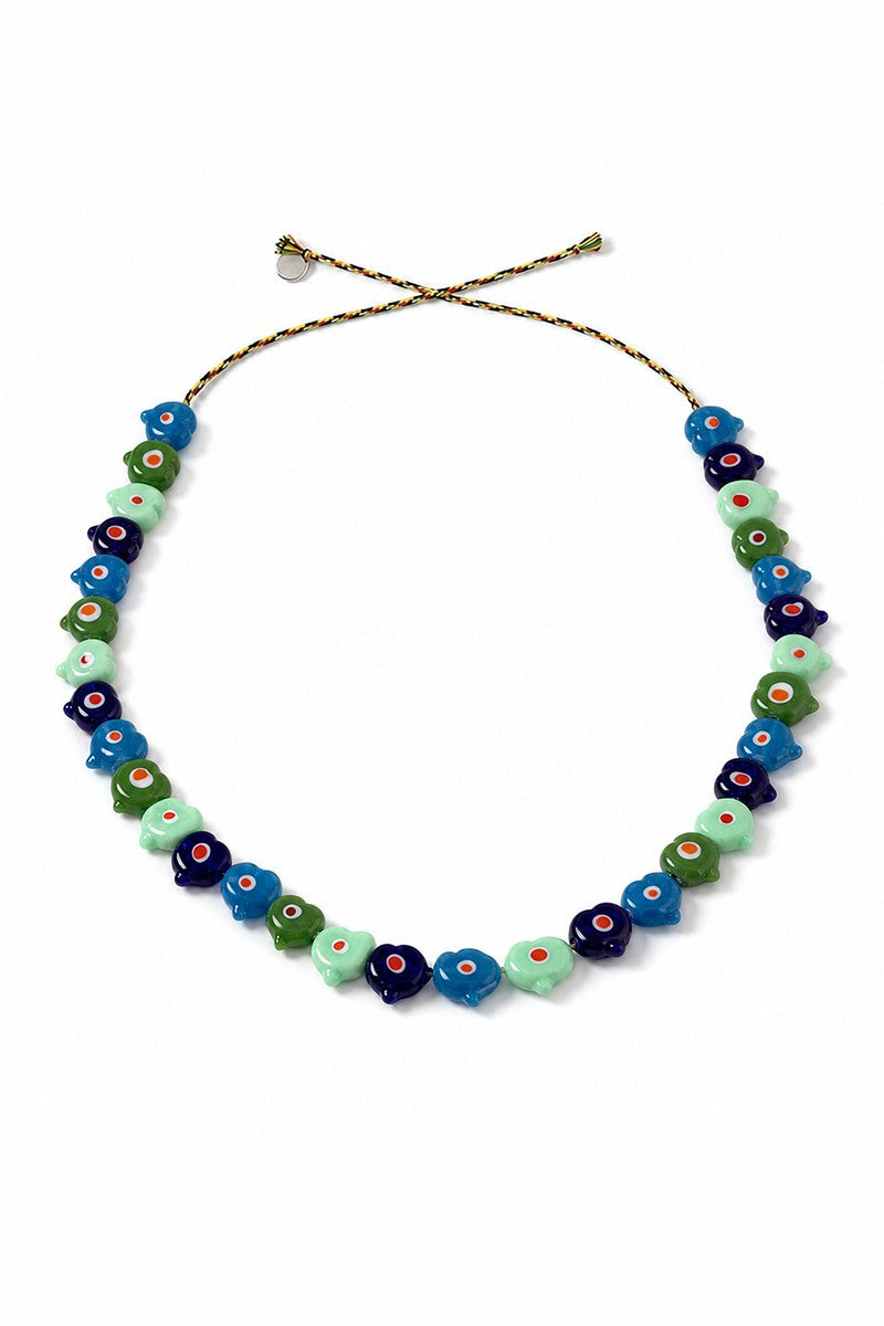 MUTLI HEART BLUE BEAD NECKLACE BAG CHARM
