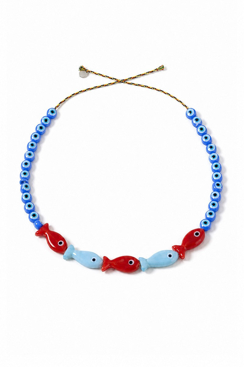 FISH with EYE BEAD PURPLE BLUE NECKLACE BAG CHARM