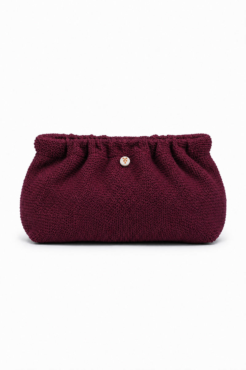 CRINKLE CLUTCH BAG PLUM