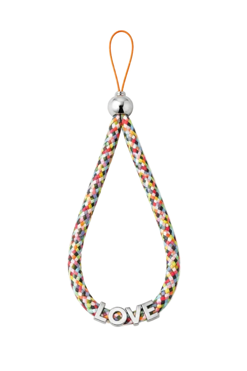 SILVER LETTER PHONE STRAP LOVE
