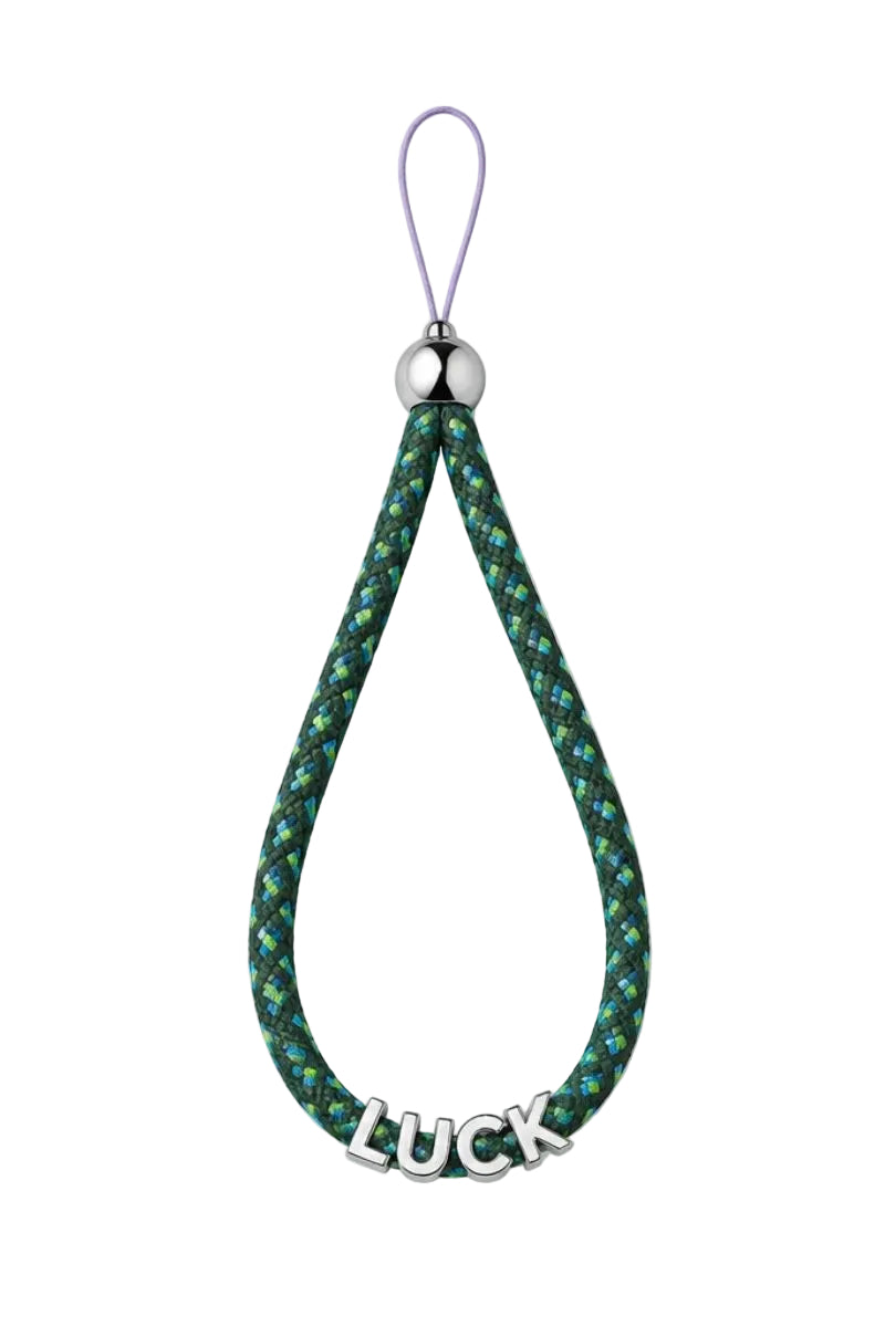 SILVER LETTER PHONE STRAP LUCK