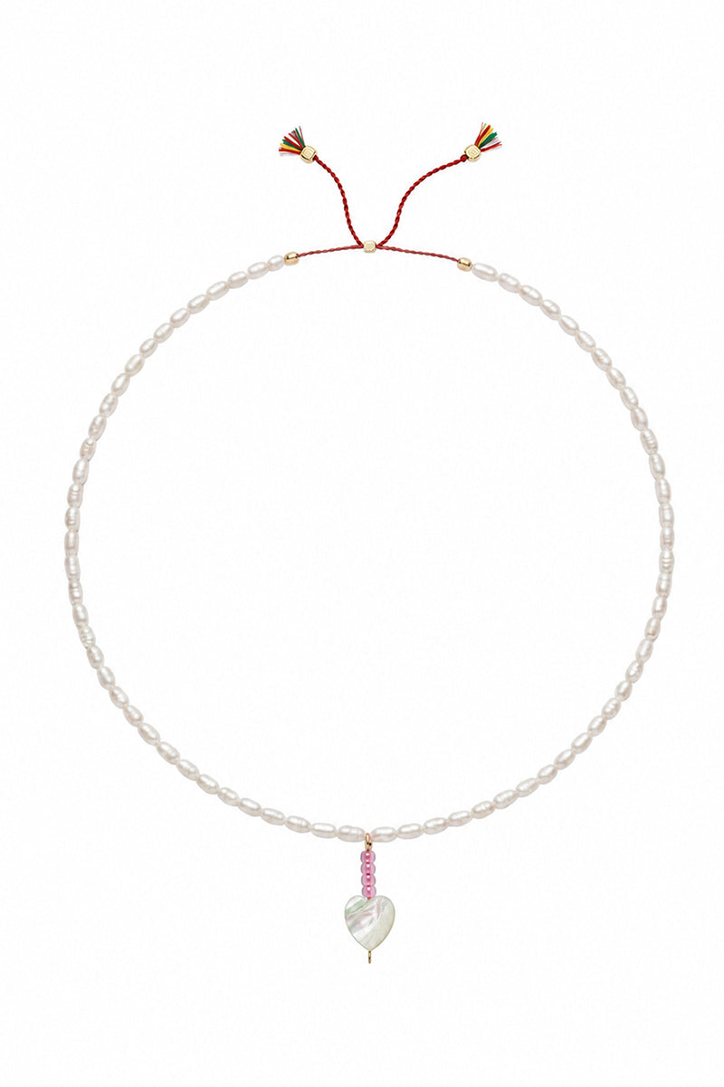 MINI FWP PENDANT NECKLACE NEON PINK HEART
