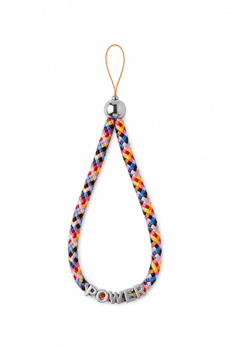 SILVER LETTER PHONE STRAP POWER
