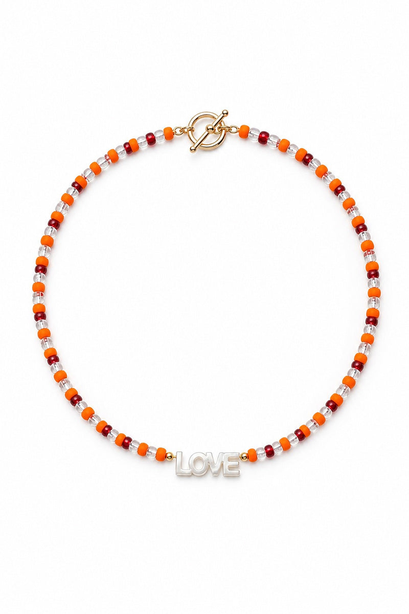 PONY BEAD MOTHER OF PEARL NECKLACE LOVE