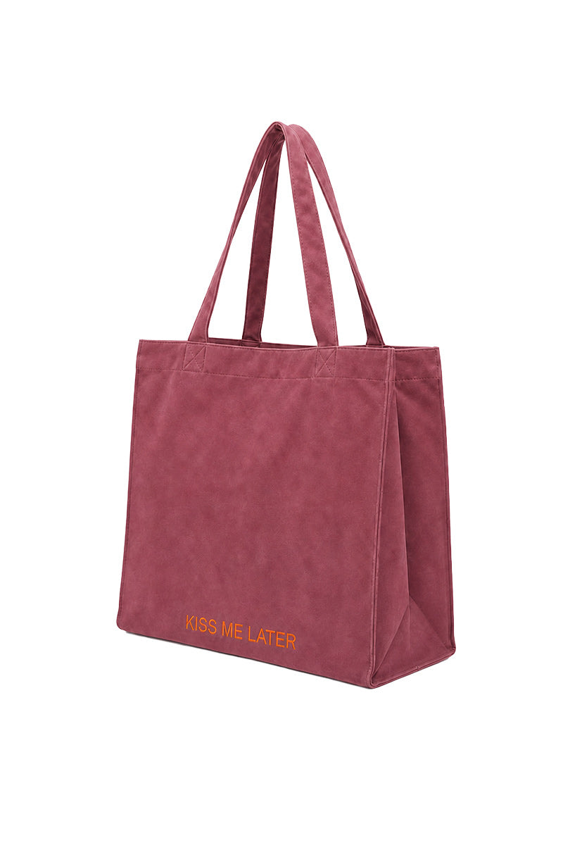 VELVET SHOPPER BAG KISS ME LATER