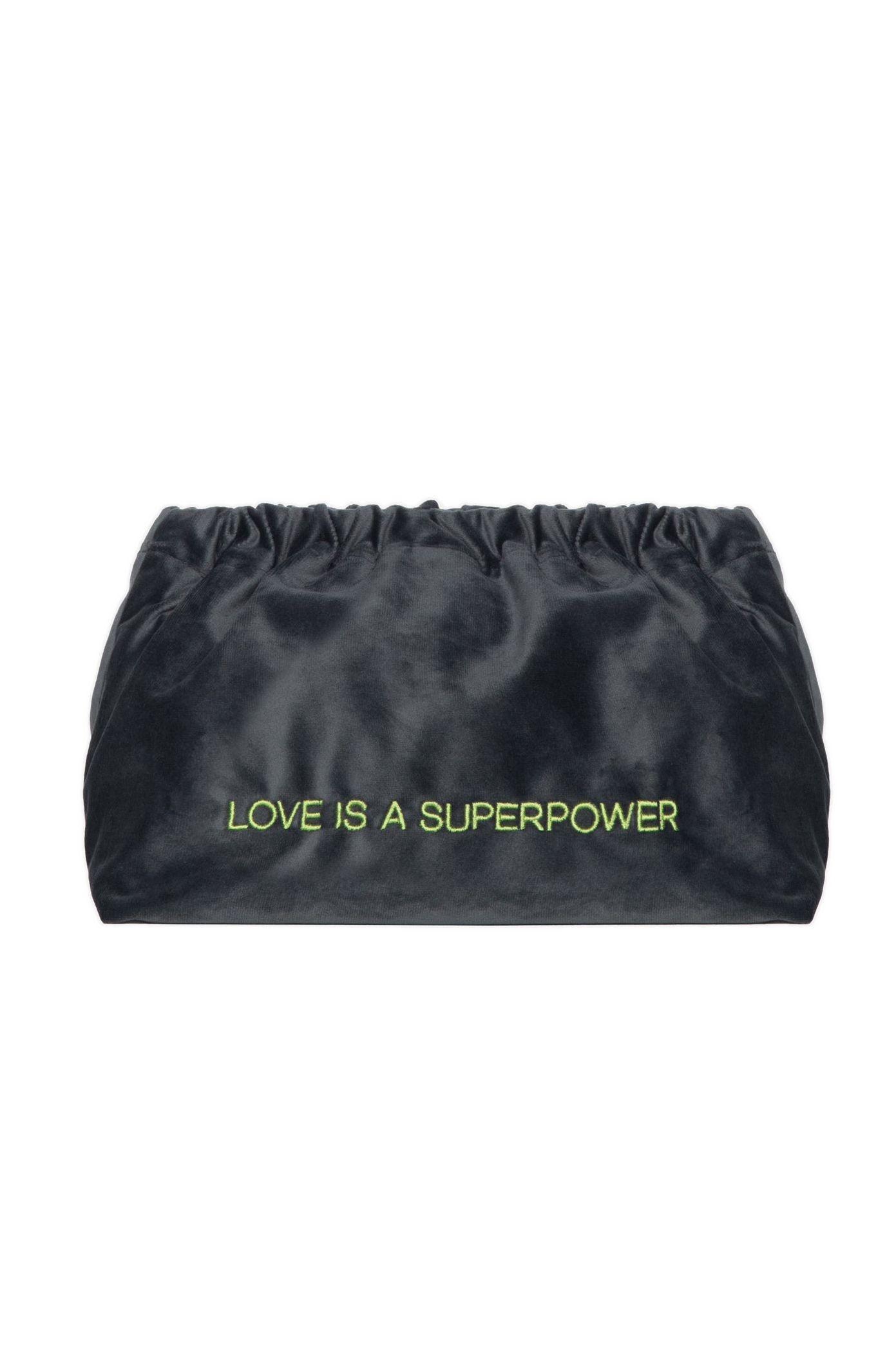 VELVET CLUTCH BAG LOVE IS A SUPERPOWER