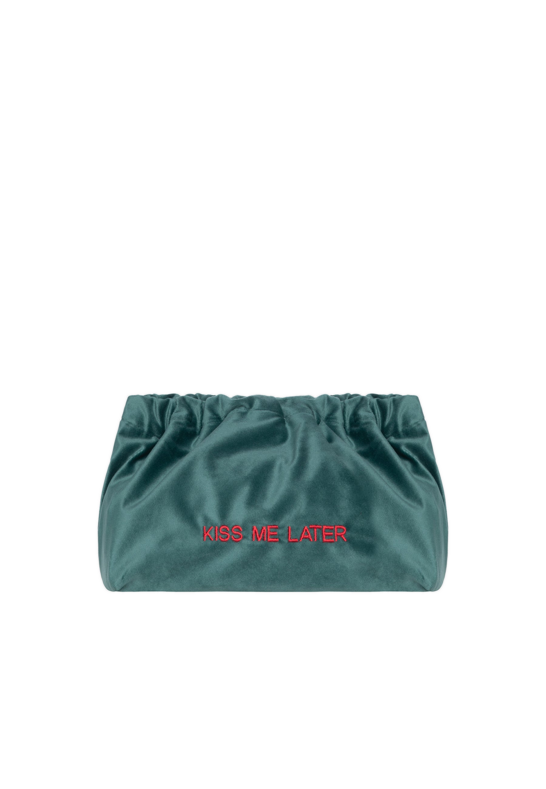 VELVET CLUTCH BAG KISS ME LATER