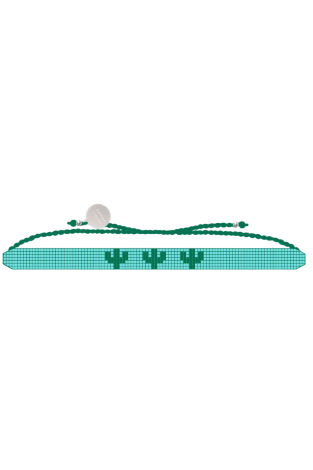 Necklace with green beads and a silver clasp on a white background