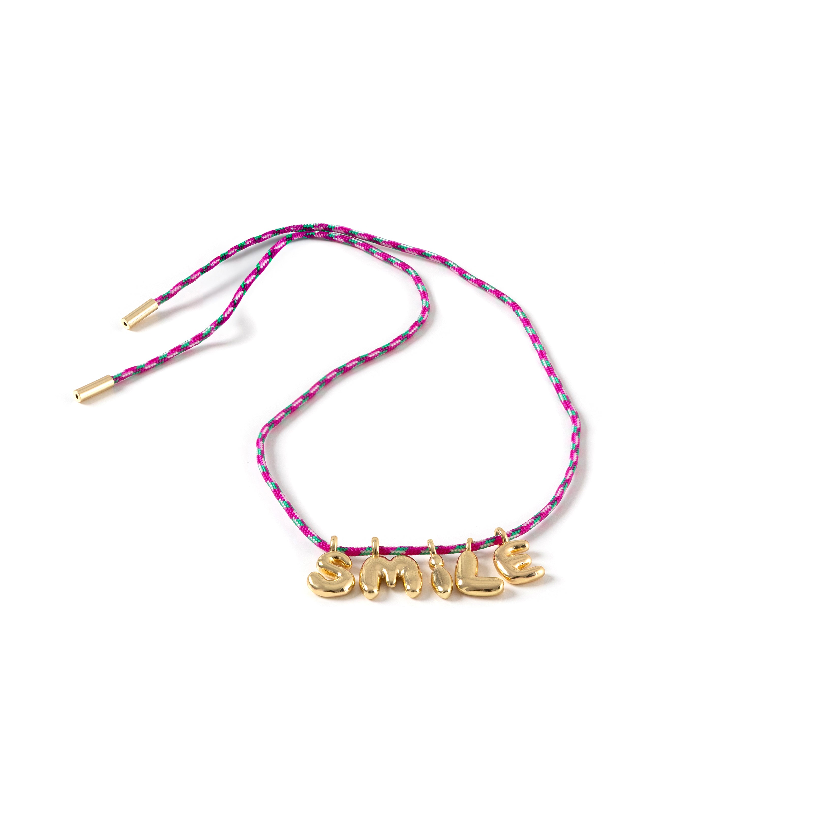 BBLN0008 bubble letters necklace fuchsia