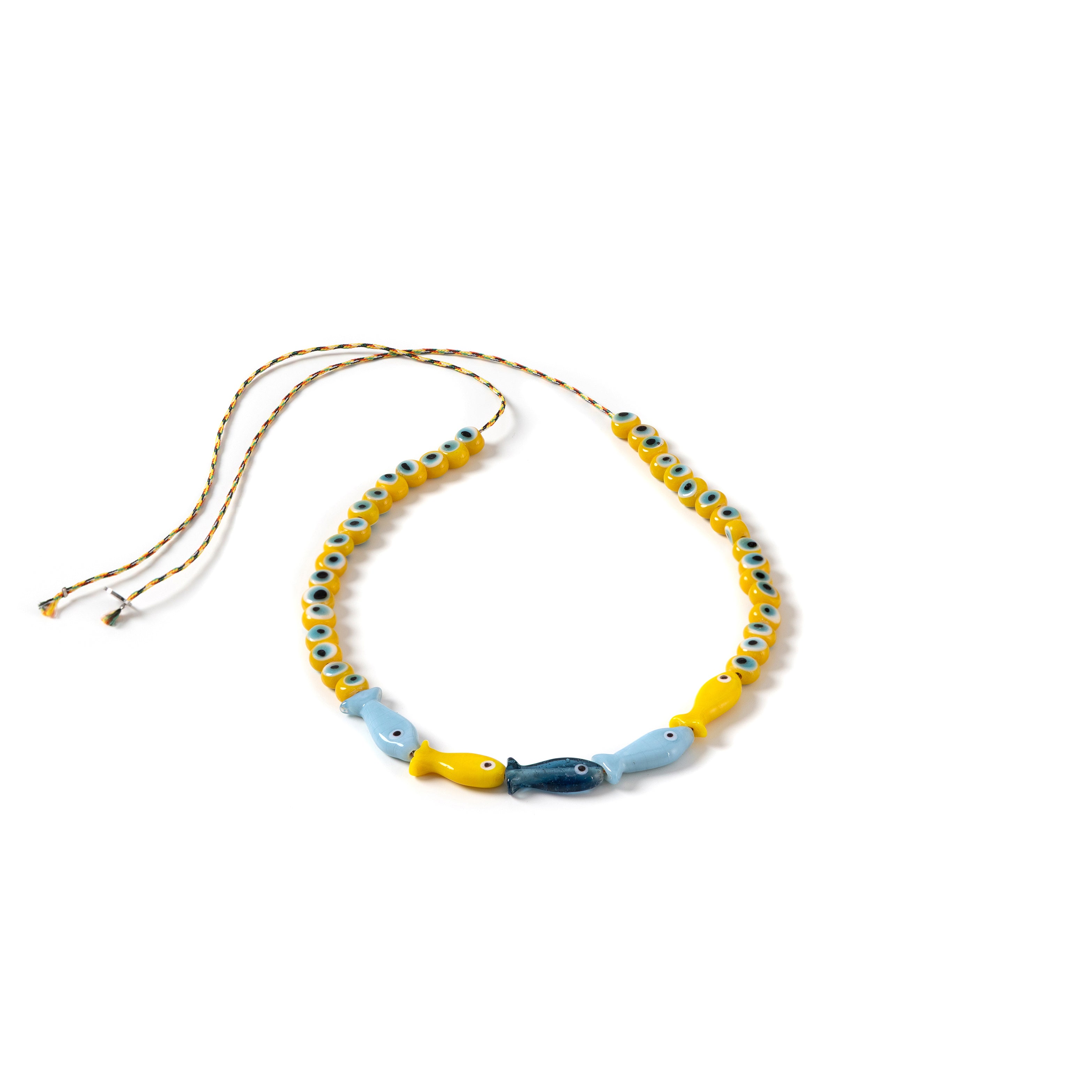 FBNC0002 glass beads necklace yellow
