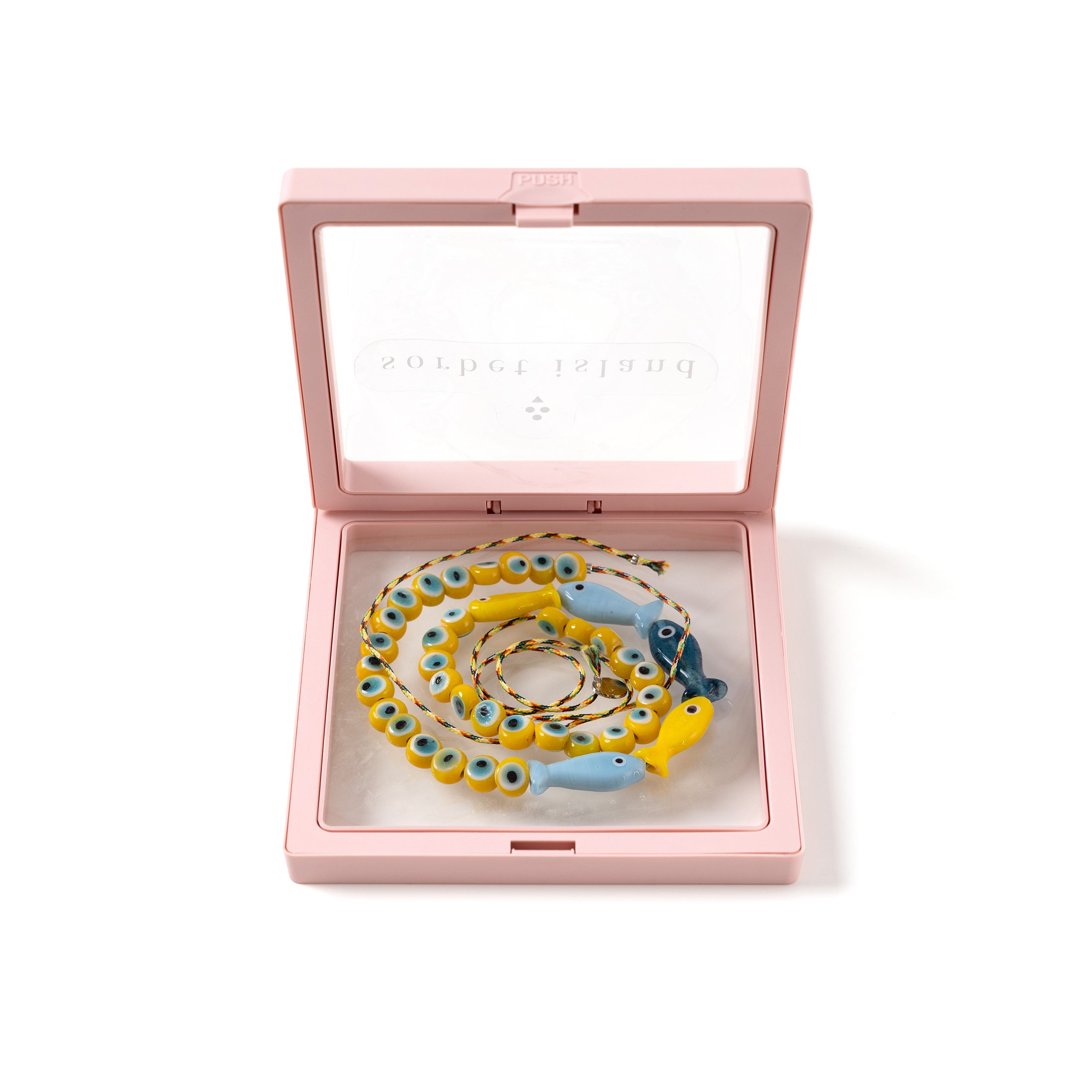 FBNC0002 glass beads necklace yellow packaging