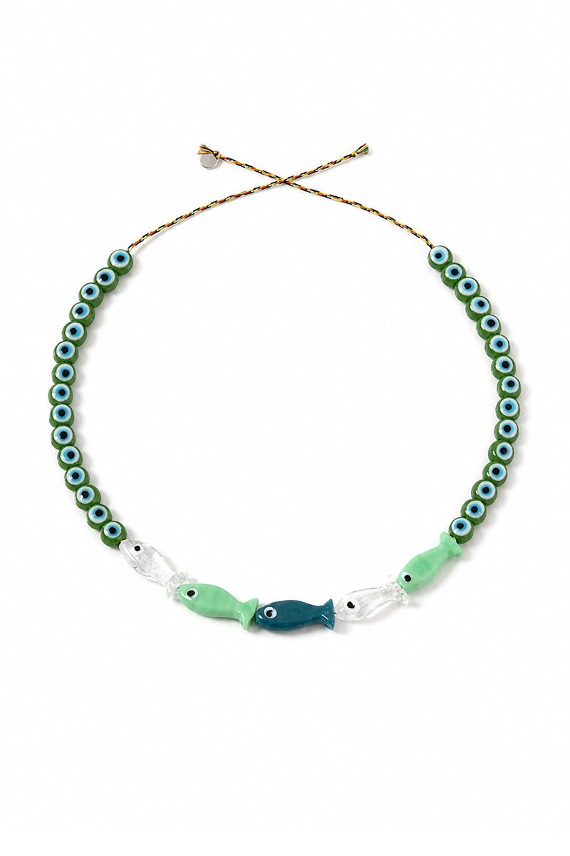FISH with EYE BEAD GREEN NECKLACE   BAG CHARM