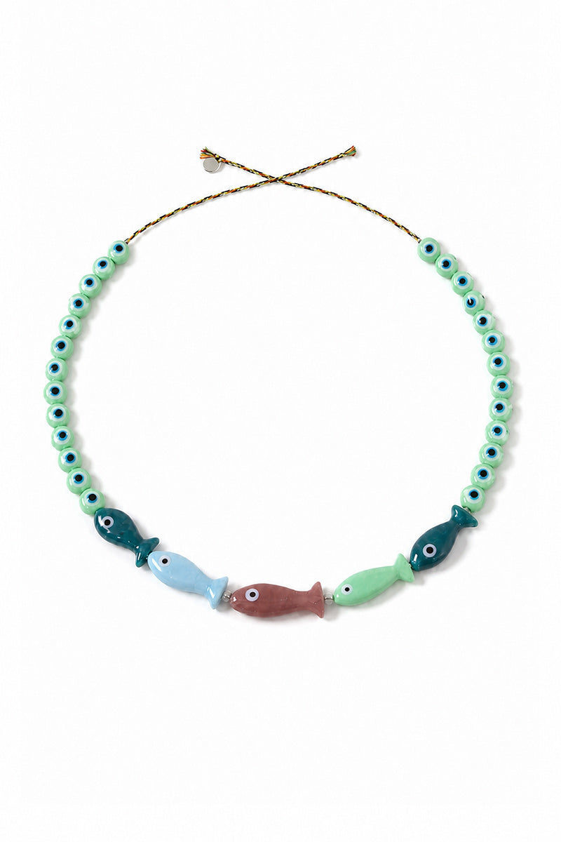 FISH with EYE BEAD TURQUISE NECKLACE   BAG CHARM