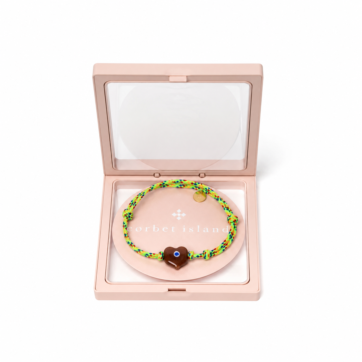GUARDIAN HEART GLASS BEADS BRACELET COFFEE