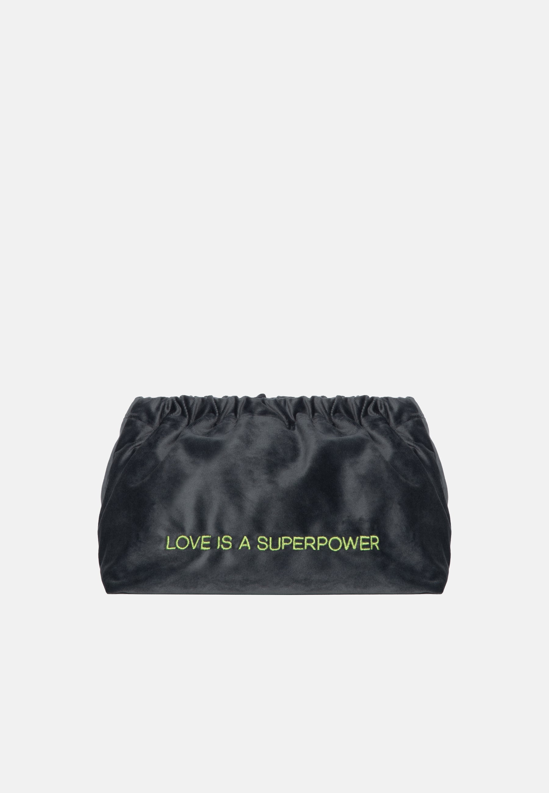 VELVET CLUTCH BAG LOVE IS A SUPERPOWER
