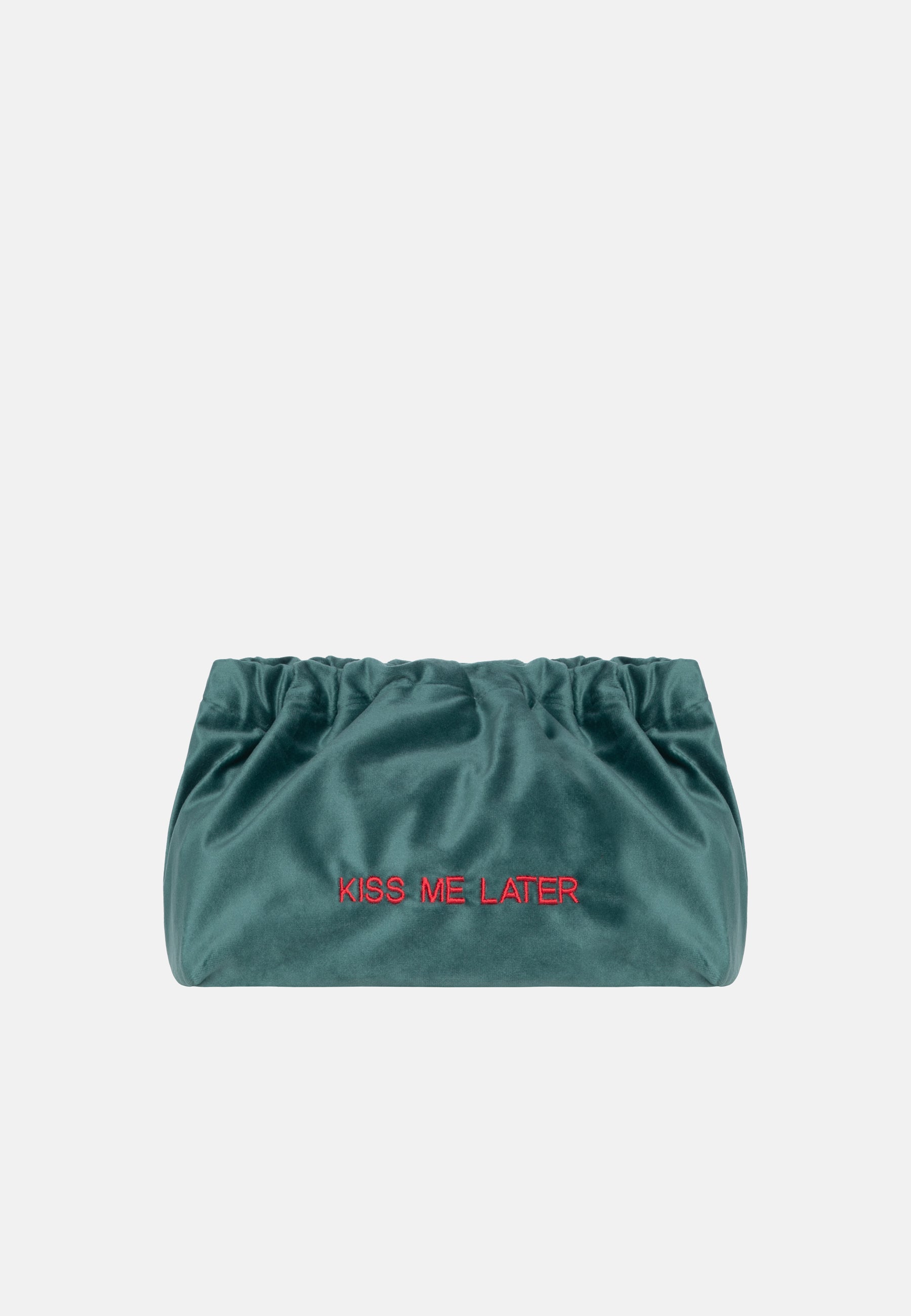VELVET CLUTCH BAG KISS ME LATER