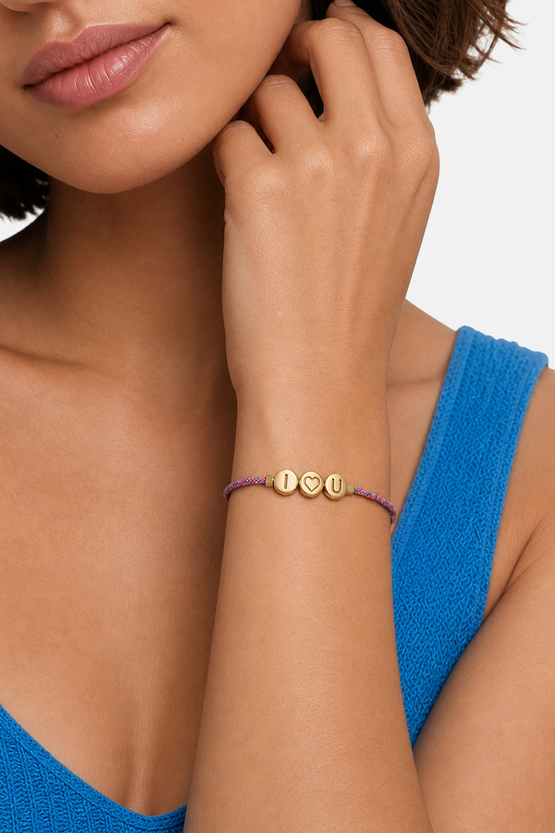 GOLD COLORED LETTER I3U BRACELET