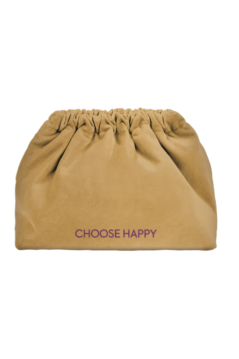 VELVET CLUTCH BAG CHOOSE HAPPY