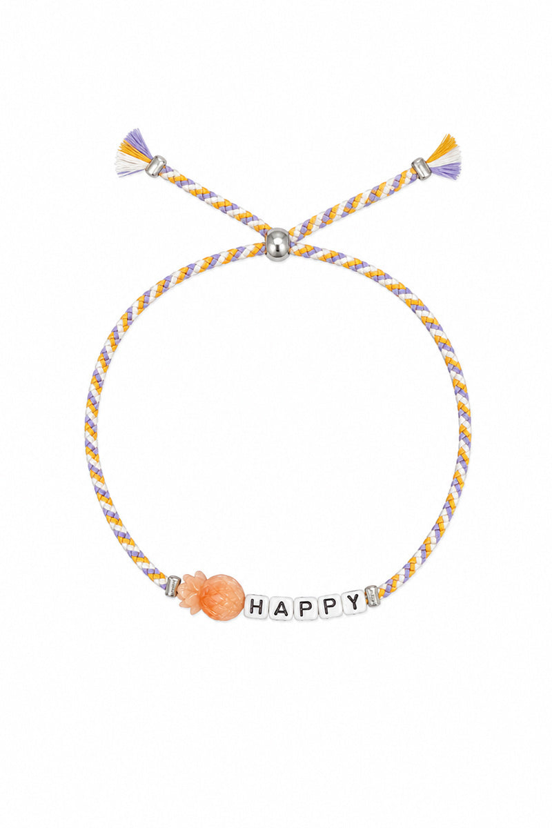 SQUARE LETTER   CHARM BRACELET HAPPY