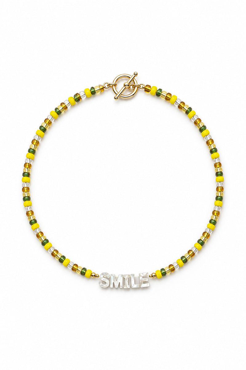 PONY BEAD   MOTHER OF PEARL NECKLACE SMILE
