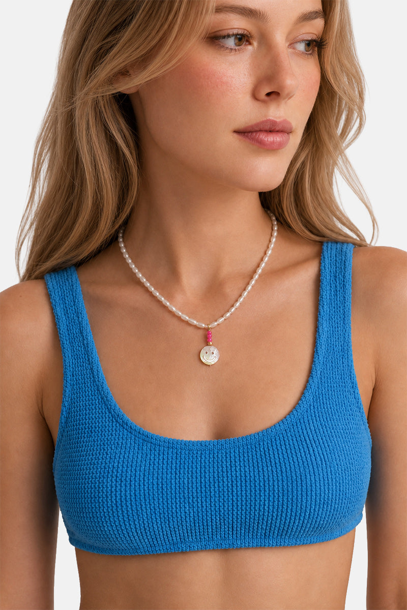 MINI FWP   PENDANT NECKLACE NEON PINK HAPPY FACE