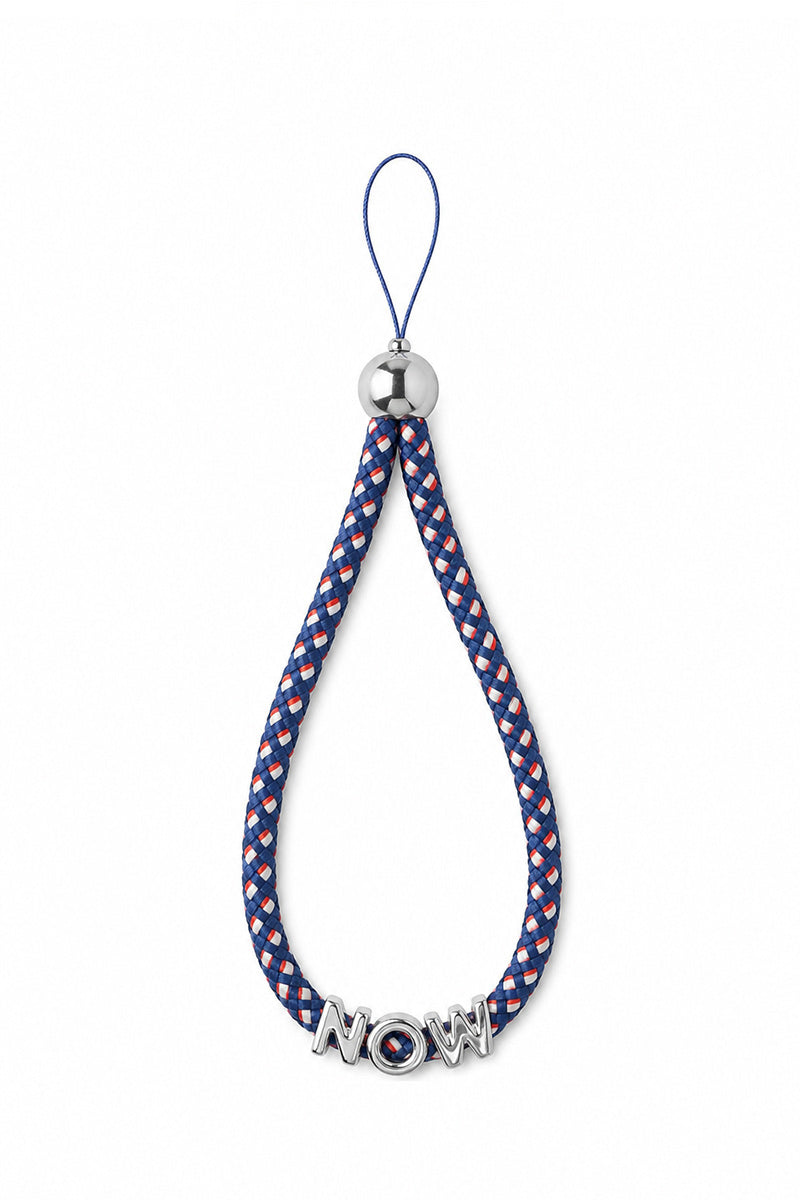 SILVER LETTER PHONE STRAP NOW