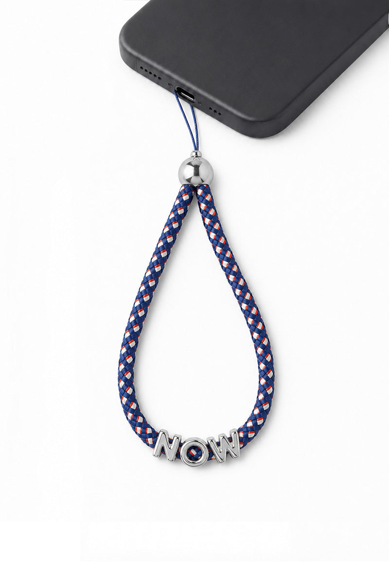 SILVER LETTER PHONE STRAP NOW