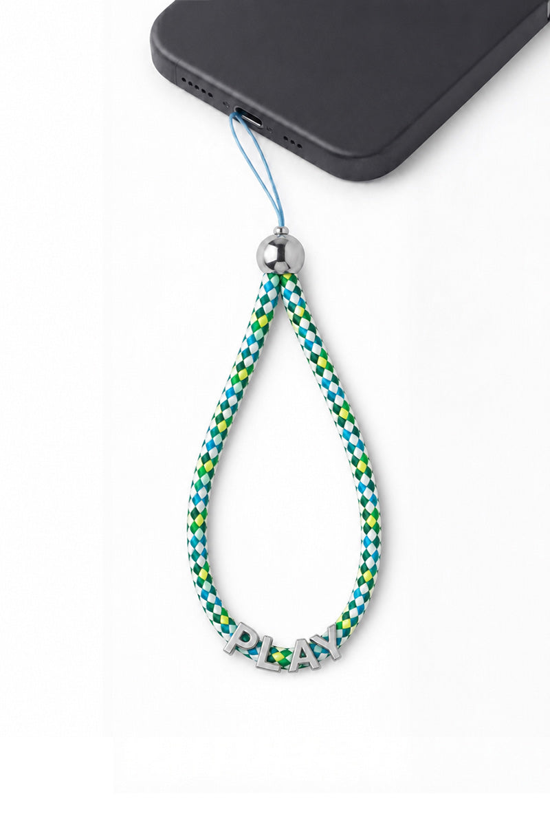 SILVER LETTER PHONE STRAP PLAY