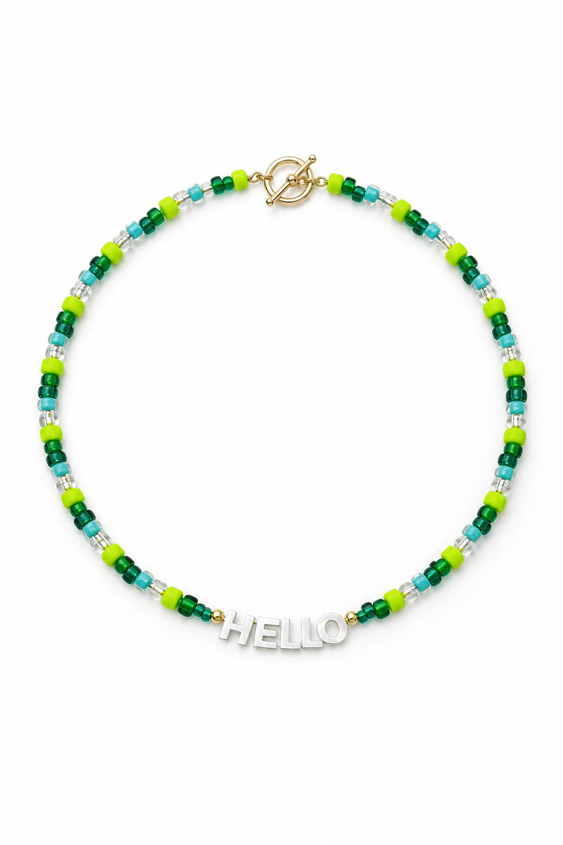 PONY BEAD   MOTHER OF PEARL NECKLACE HELLO