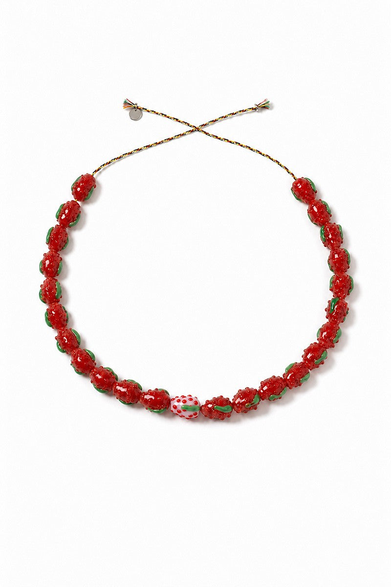 MULTI STRAWBERRY RED BEAD NECKLACE   BAG CHARM