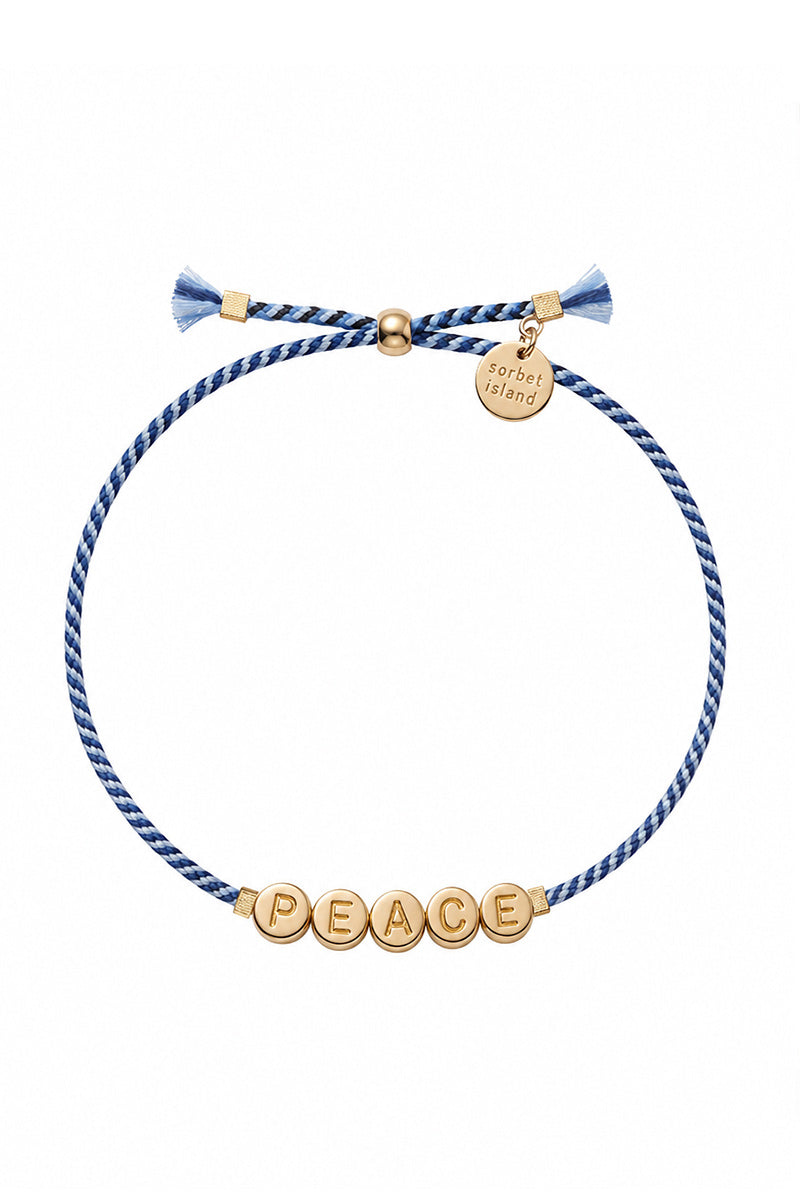 GOLD COLORED LETTER PEACE BRACELET