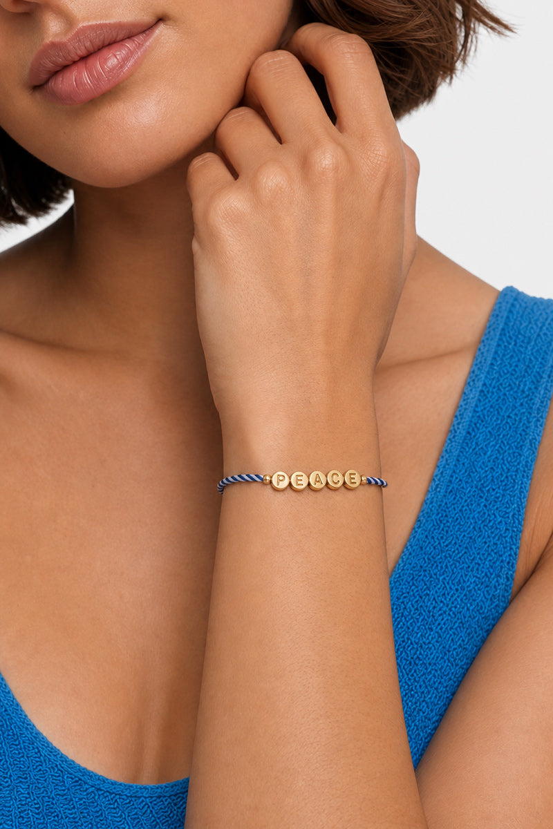 GOLD COLORED LETTER PEACE BRACELET